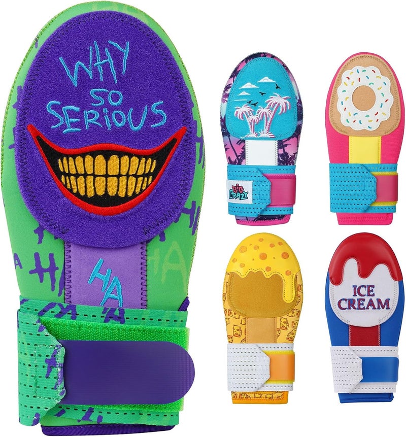 Big Crazy Sliding Mitt, Baseball Softball Sliding Glove for Youth Kid, Hand Protection for Left & Right Hands, Flexible Breathable Durable, Funny Design Ice Cream, Joker Smile, Coconut Tree - Image 1